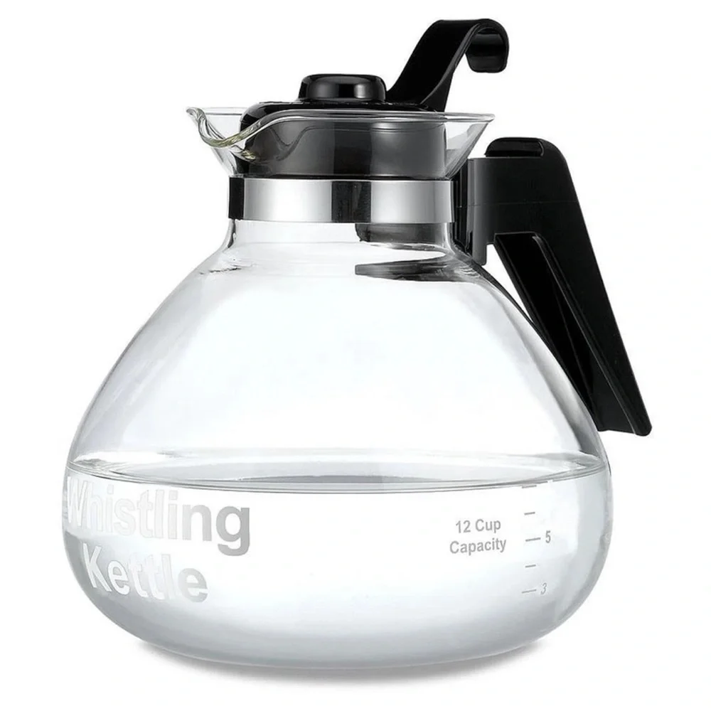 Stovetop Glass Whistling Tea Kettle 12 Cup SCHOTT DURAN Cafe Brew NWT NEW